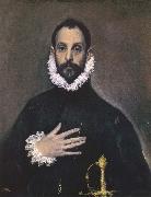 El Greco Nobleman with his Hand on his chest Spain oil painting artist
